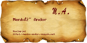 Menkó Andor névjegykártya
